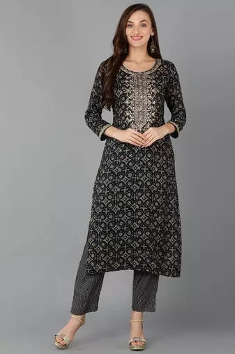 Women teal printed cotton ethnic kurti