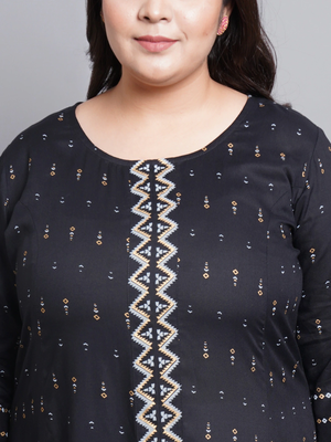 Women'S Rayon Geomatrical Printed Anarkali Kurti (Black) 5
