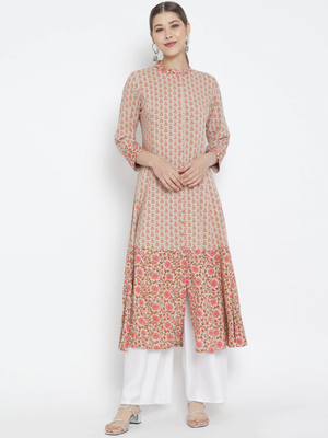 Women'S Rayon Floral Printed Anarkali Kurti (Multi) 1