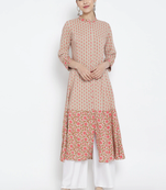 Women'S Rayon Floral Printed  Anarkali Kurti (Multi)