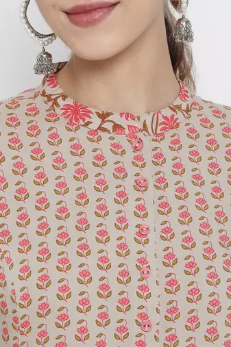 Women'S Rayon Floral Printed Anarkali Kurti (Multi)