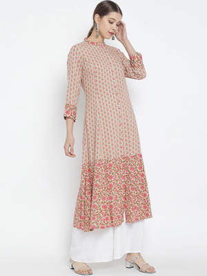 Women'S Rayon Floral Printed Anarkali Kurti (Multi) 3