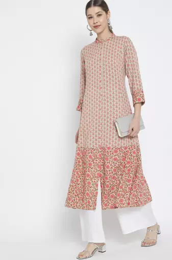 Women'S Rayon Floral Printed Anarkali Kurti (Multi)