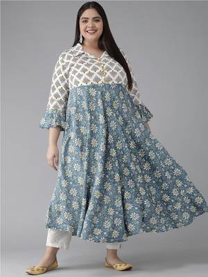 Women'S Rayon Plus Size Floral Print Anarkali Kurta (Multi) 1