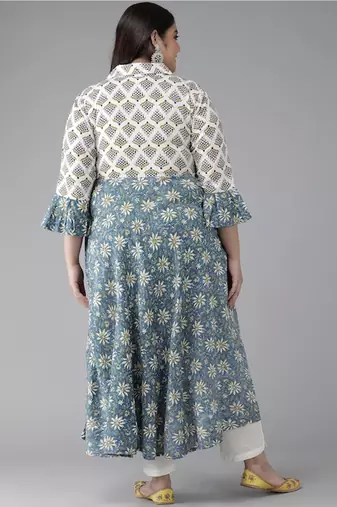 Women'S Rayon Plus Size Floral Print Anarkali Kurta (Multi)
