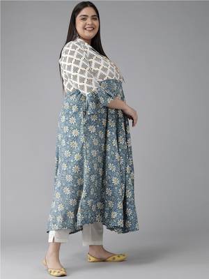 Women'S Rayon Plus Size Floral Print Anarkali Kurta (Multi) 3