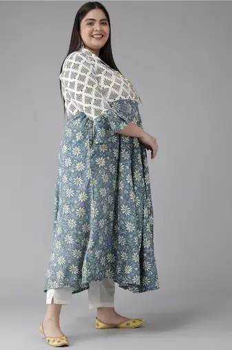 Women'S Rayon Plus Size Floral Print Anarkali Kurta (Multi)