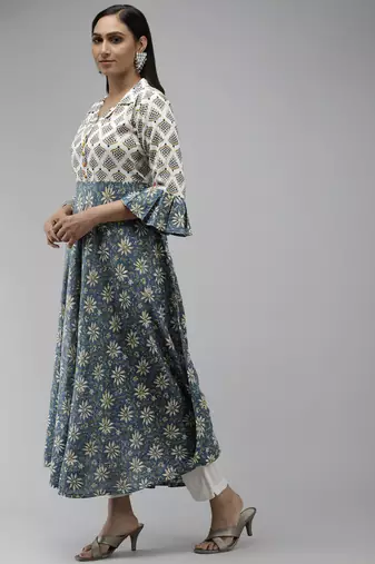 Women'S Rayon Floral Print Anarkali Kurta (Multi)