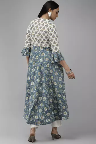 Women'S Rayon Floral Print Anarkali Kurta (Multi)
