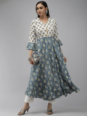 Women'S Rayon Floral Print Anarkali Kurta (Multi) 5