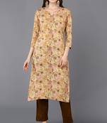Women beige printed rayon ethnic kurti