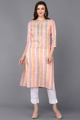 Women multicolor printed cotton ethnic kurti