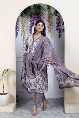 Cotton Embroidered Sky Blue Kurta Set For Women 2