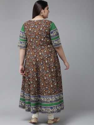 Women'S Plus Size Cotton Floral Printed Anarkali Kurti (Multi) 4