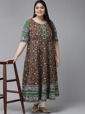 Women'S Plus Size Cotton Floral Printed Anarkali Kurti (Multi) 5