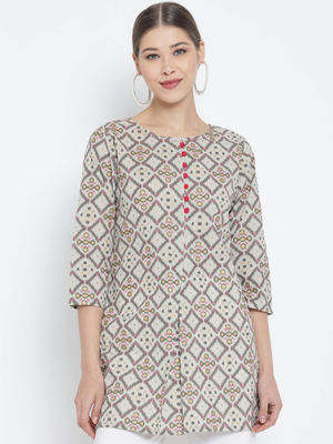 Women'S Cotton Geomatrical Printed Short Kurti (Multi) 1