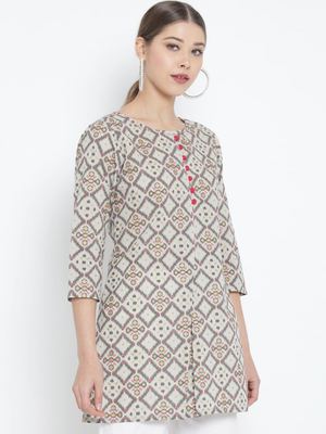 Women'S Cotton Geomatrical Printed Short Kurti (Multi) 3