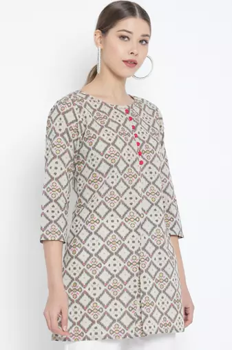 Women'S Cotton Geomatrical Printed Short Kurti (Multi)
