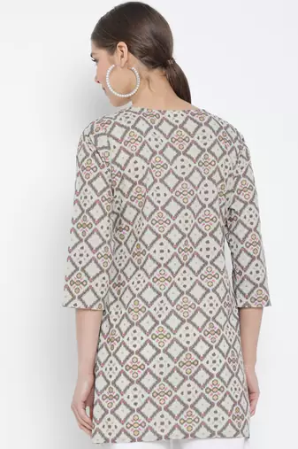 Women'S Cotton Geomatrical Printed Short Kurti (Multi)