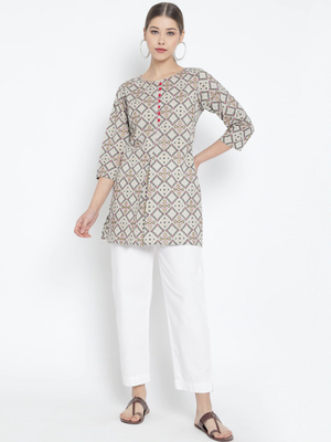 Women'S Cotton Geomatrical Printed Short Kurti (Multi) 5