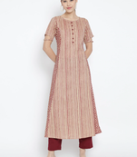 Women'S Rayon Floral Printed A-Line Kurti (Maroon)