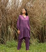 Truebrowns purple viscose dobby relaxed co-ord set