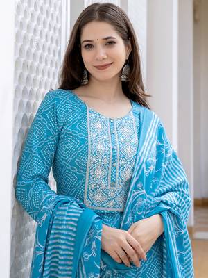 Sky Blue Daily Wear Straight Kurta Set for Women 1