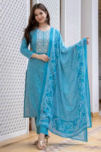 Sky Blue Daily Wear Straight Kurta Set for Women