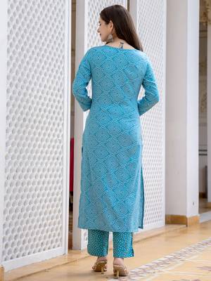 Sky Blue Daily Wear Straight Kurta Set for Women 4