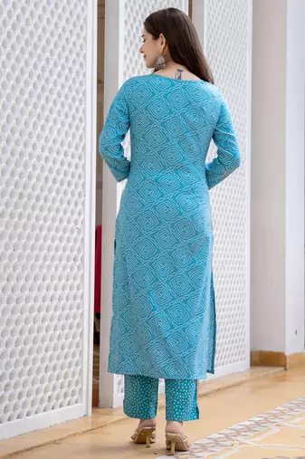 Sky Blue Daily Wear Straight Kurta Set for Women