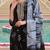 women black cotton blend floral yoke design straight kurta trousers with dupatta