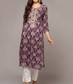 Women purple printed rayon ethnic kurti