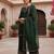 women green silk blend solid embroidered straight kurta palazzos with dupatta