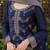 women navy blue silk blend ethnic motifs woven design straight kurta trousers with dupatta