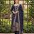 women navy blue silk blend ethnic motifs woven design straight kurta trousers with dupatta