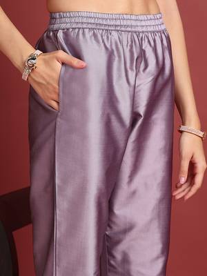 Lavender Polyester Woven Work Salwar Kameez 5