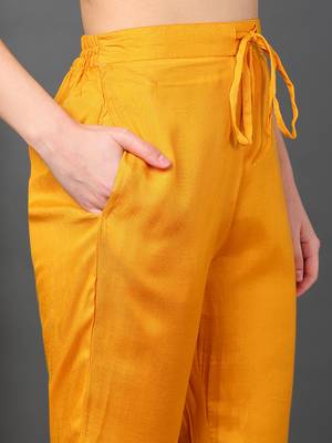 women orange georgette floral embroidered anarkali kurta trousers with dupatta 5