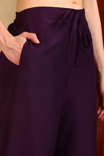 Purple Polyester Threadwork Anarkali Suit