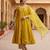 women yellow silk blend solid embroidered anarkali kurta palazzos with dupatta
