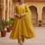 women yellow silk blend solid embroidered anarkali kurta palazzos with dupatta