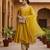 women yellow silk blend solid embroidered anarkali kurta palazzos with dupatta