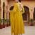 women yellow silk blend solid embroidered anarkali kurta palazzos with dupatta