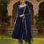 women navy blue silk blend solid embroidered anarkali kurta palazzos with dupatta