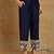 women navy blue silk blend solid embroidered anarkali kurta palazzos with dupatta