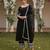 women black silk blend solid embroidered anarkali kurta palazzos with dupatta