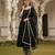 women black silk blend solid embroidered anarkali kurta palazzos with dupatta