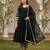 women black silk blend solid embroidered anarkali kurta palazzos with dupatta
