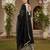 women black silk blend solid embroidered anarkali kurta palazzos with dupatta