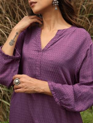 Truebrowns purple viscose dobby relaxed co-ord set 2