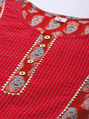 Women'S Plus Size Floral Printed Anarkali Kurti (Maroon) 4